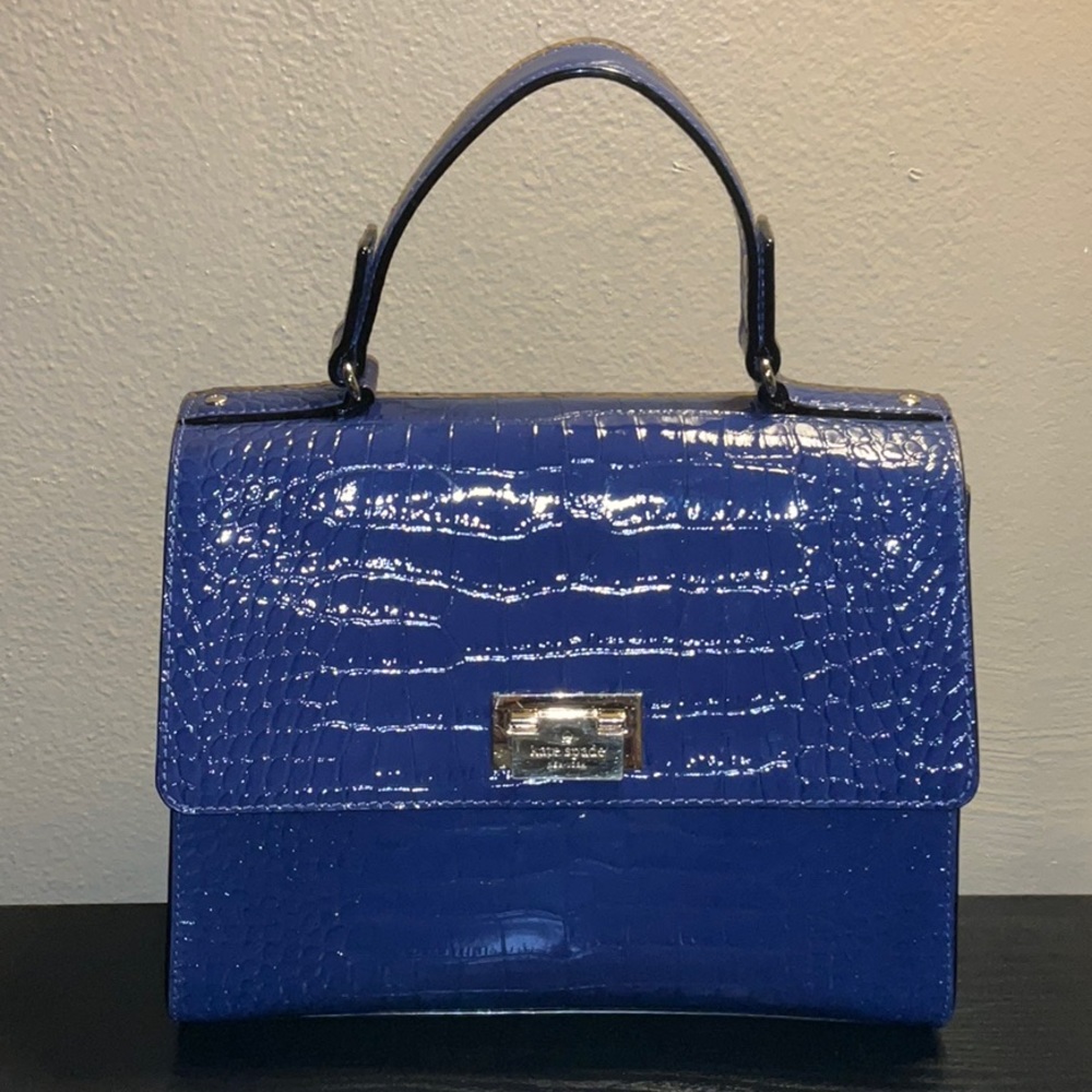 Kate Spade NY Knightsbridge leather blue Cooke embossed satchel handbag